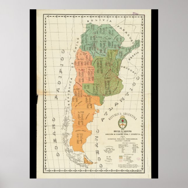Vintage South American Map  Poster (Front)