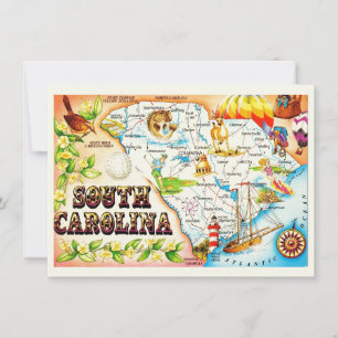 Vintage South Carolina Map Moving Announcement