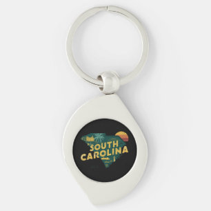 Vintage South Carolina State Map Key Ring