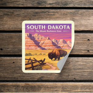 Vintage South Dakota Square Sticker