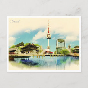 Vintage south korea Seoul famous iconic landmark Postcard