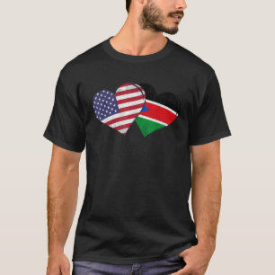 Vintage South Sudan American Flag Heart T Shirt