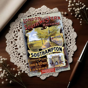 Vintage Southampton Train Travel Advertising  Postcard