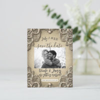 Vintage Southern Charm Burlap Lace Save the Date