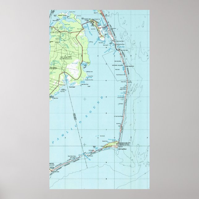 Vintage Southern Outer Banks Map (1957) Poster (Front)