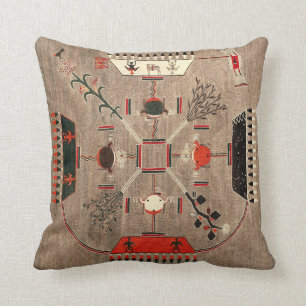 Vintage Southwestern Art Navajo Sandpainting Rug Cushion