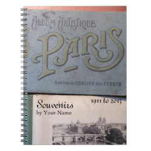 Vintage Souvenirs de Paris Personalised Notebook 3