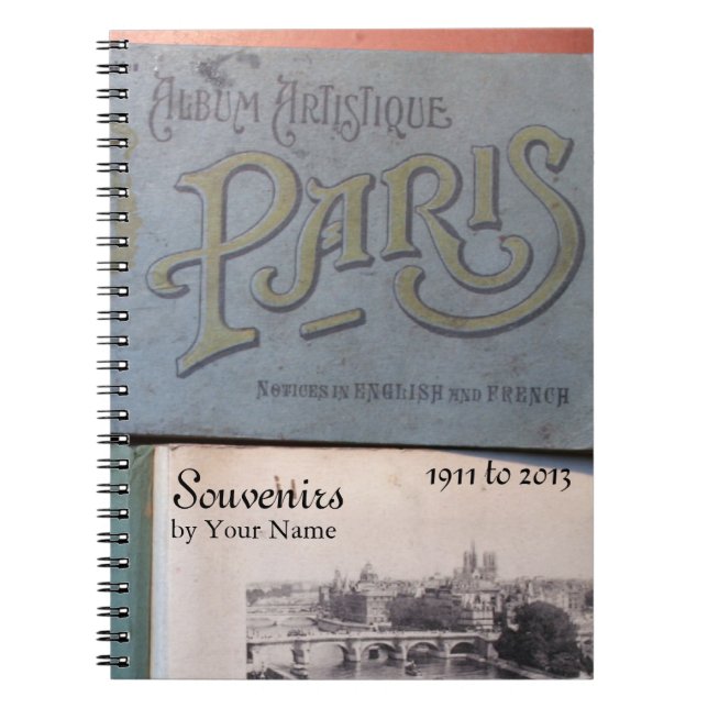 Vintage Souvenirs de Paris Personalised Notebook 3 (Front)