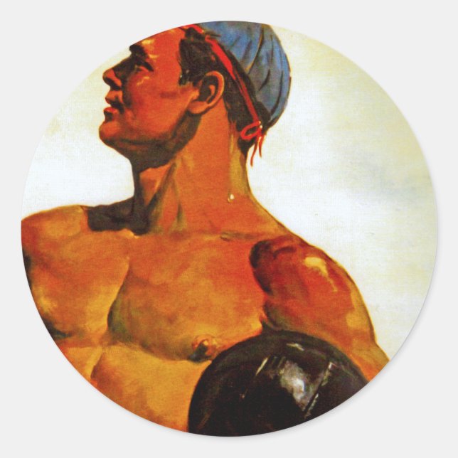 Vintage Soviet Hunk Classic Round Sticker (Front)