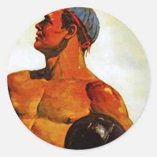 Vintage Soviet Hunk Classic Round Sticker