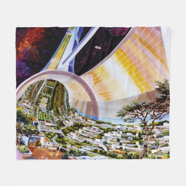 Vintage Space Artwork Fleece Blanket (Front (Horizontal))