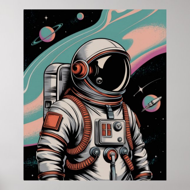 Vintage Space Astronaut Poster (Front)