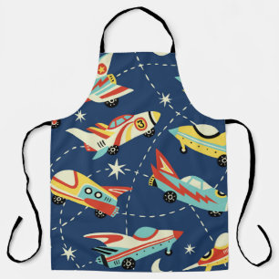 Vintage space cars seamless vintage pattern on dar apron