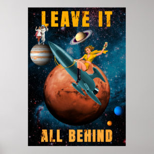 Vintage Space Collage Poster Design