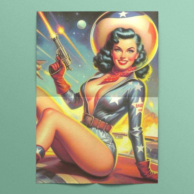 Vintage Space Cowgirl Pin Up Tissue Paper (Creator Uploaded)