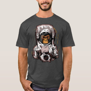 Vintage Space EploreTravel Astronaut Monkey Art T-Shirt
