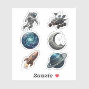 Vintage Space Exploration Vinyl Sticker Pack