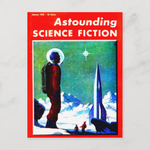 Vintage Space Explorer and Rocket Ship Postcard