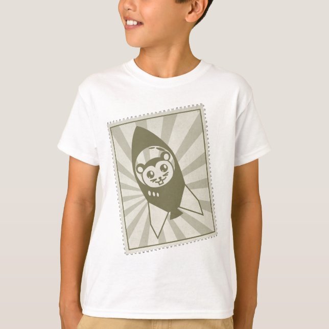 Vintage Space Hamster Stamp T-shirt (Front)