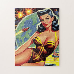 Vintage Space Pin-up Jigsaw Puzzle