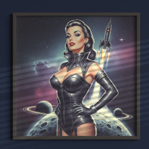 Vintage Space Pin-up Poster