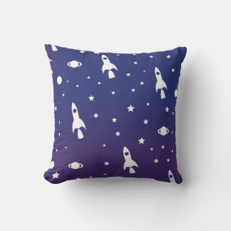 vintage Space Rockets Pattern Cushion