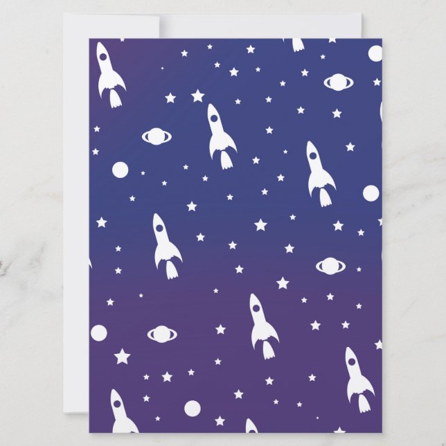 vintage Space Rockets Pattern Invitation (Front)