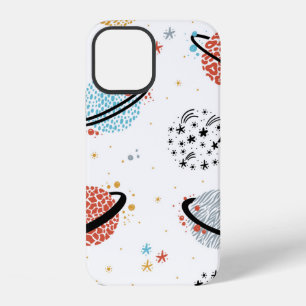 vintage Space Seamless Pattern with Doodle Saturn iPhone 12 Case
