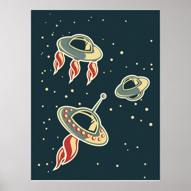 Vintage Space ship Poster (Front)