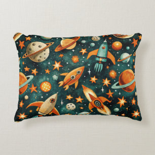 Vintage Spacecraft Rocket Ships Pattern -Cosmos(3) Decorative Cushion