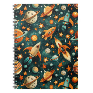 Vintage Spacecraft Rocket Ships Pattern -Cosmos(3) Notebook
