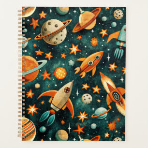 Vintage Spacecraft Rocket Ships Pattern -Cosmos(3) Planner