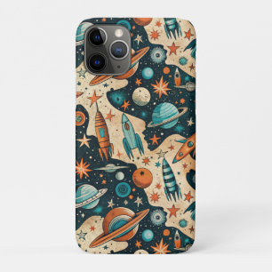Vintage Spacecraft Rocket Ships Pattern -Cosmos(4) iPhone 11 Pro Case