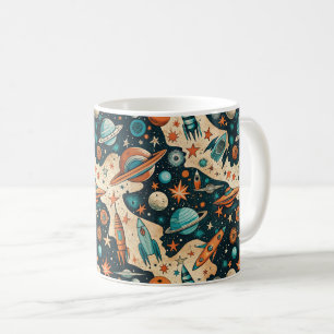 Vintage Spacecraft Rocket Ships Pattern -Cosmos(4) Coffee Mug