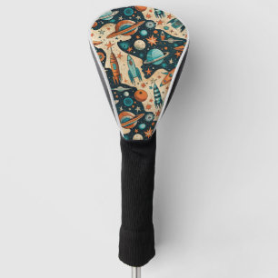 Vintage Spacecraft Rocket Ships Pattern -Cosmos(4) Golf Head Cover