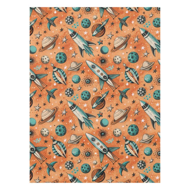 Vintage Spacecraft Rocket Ships Pattern -Cosmos(5) Tablecloth (Front)