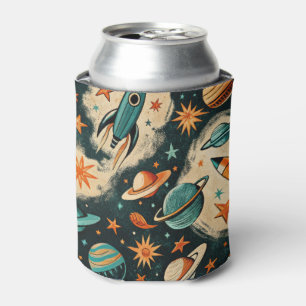 Vintage Spacecraft Rocket Ships Pattern -Cosmos(6) Can Cooler