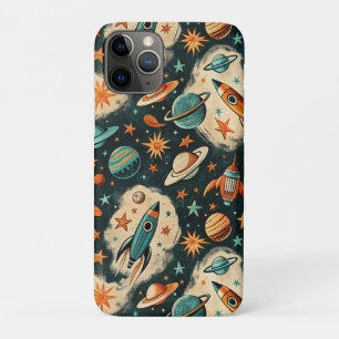 Vintage Spacecraft Rocket Ships Pattern -Cosmos(6) iPhone 11 Pro Case