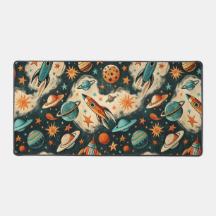 Vintage Spacecraft Rocket Ships Pattern -Cosmos(6) Desk Mat