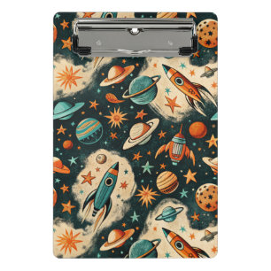 Vintage Spacecraft Rocket Ships Pattern -Cosmos(6) Mini Clipboard