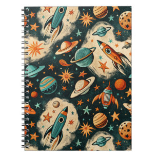 Vintage Spacecraft Rocket Ships Pattern -Cosmos(6) Notebook