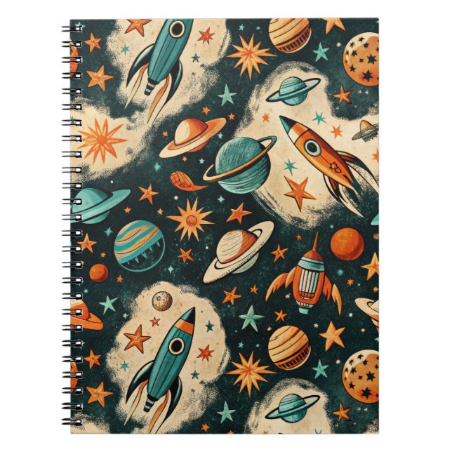 Vintage Spacecraft Rocket Ships Pattern -Cosmos(6) Notebook (Front)