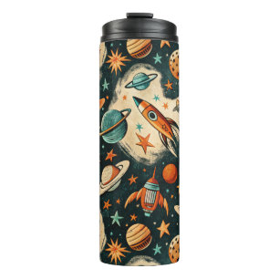 Vintage Spacecraft Rocket Ships Pattern -Cosmos(6) Thermal Tumbler