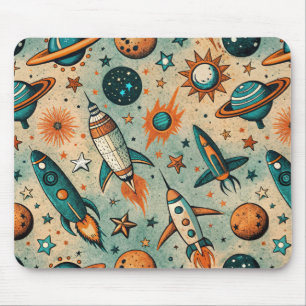 Vintage Spacecraft Rocket Ships Pattern -Cosmos(7) Mouse Mat