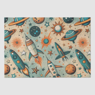 Vintage Spacecraft Rocket Ships Pattern -Cosmos(7) Tissue Paper