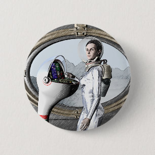 vintage spacegirl 6 cm round badge
