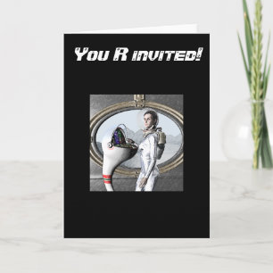 vintage spacegirl invitation