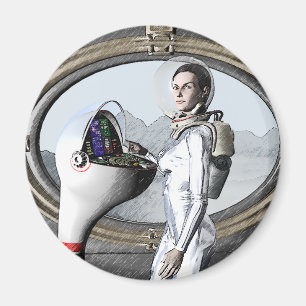 vintage spacegirl magnet