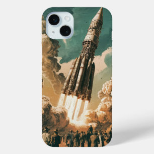 Vintage Spaceship Launch iPhone 15 Mini Case