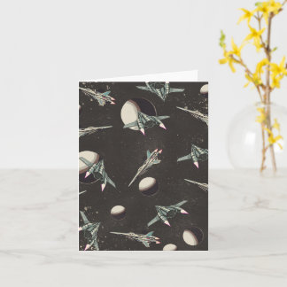 vintage spaceship pattern card